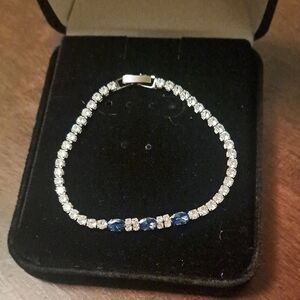 Elegant Silver and Blue Bracelet